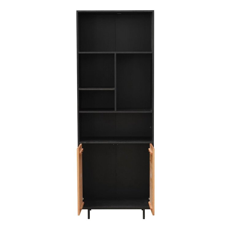 Bibliothèque de rangement Bradley noir / chêne blanc 80x220 cm