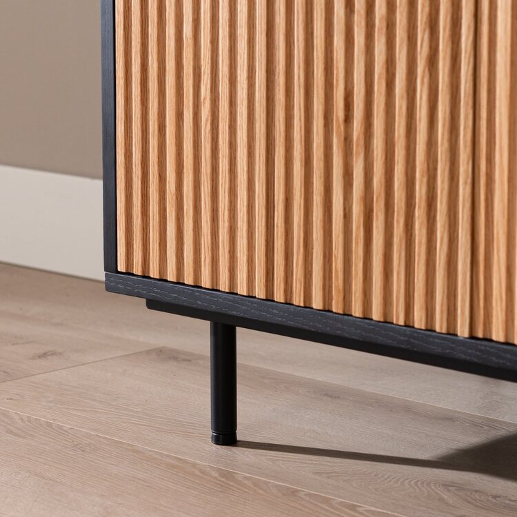 Bibliothèque de rangement Bradley noir / chêne blanc 80x220 cm