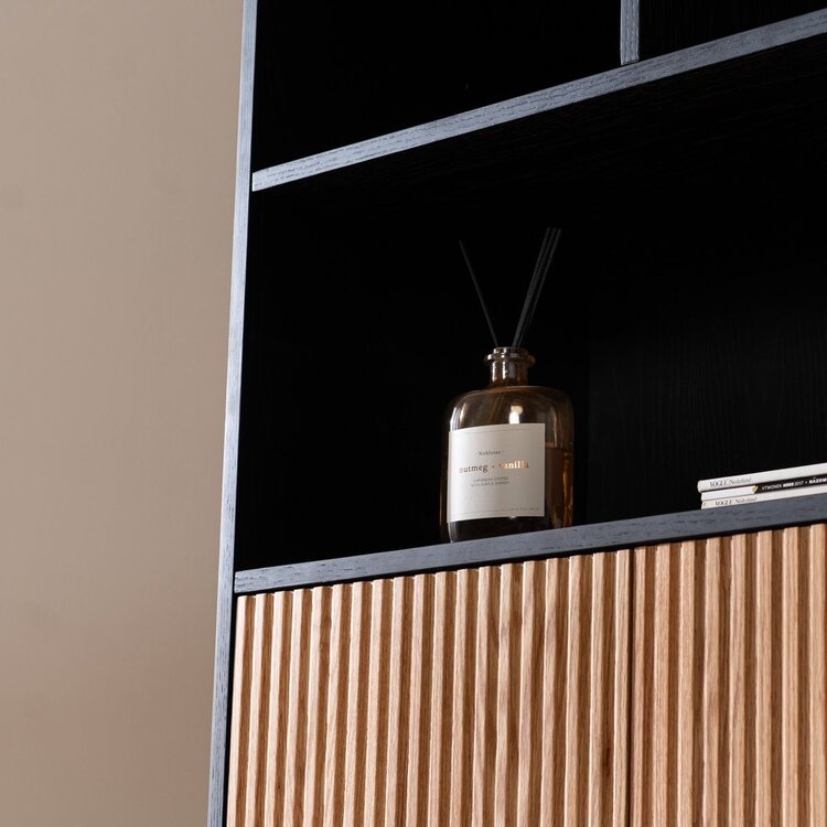 Bibliothèque de rangement Bradley noir / chêne blanc 80x220 cm