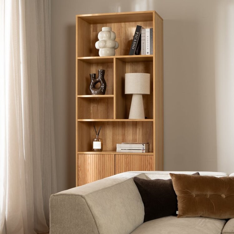 Bibliothèque de rangement Bradley chêne blanc 80x220 cm