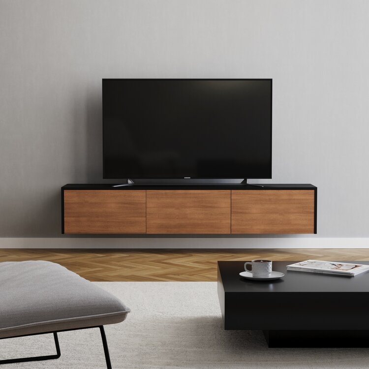 Meuble tv Thomas noir / chêne rustique 180 cm