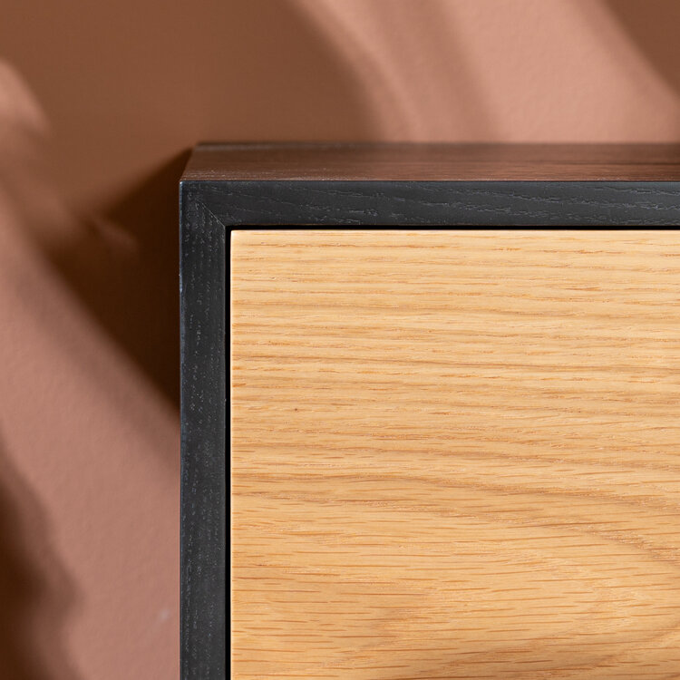 Meuble tv Thomas noir / chêne blanc 150 cm