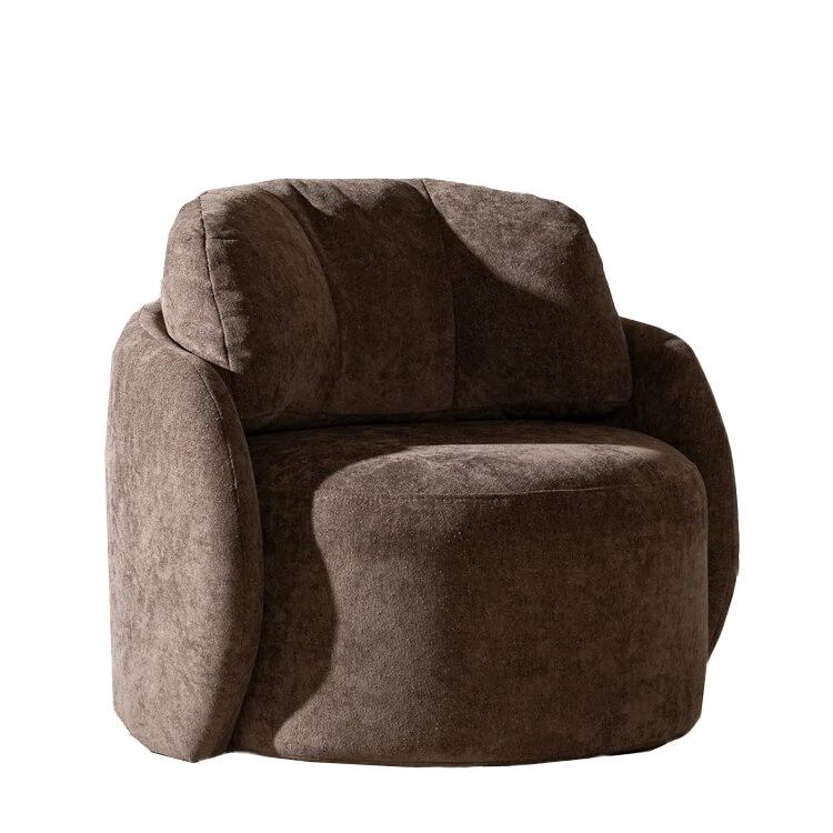 Fauteuil tissu chenille Cali marron