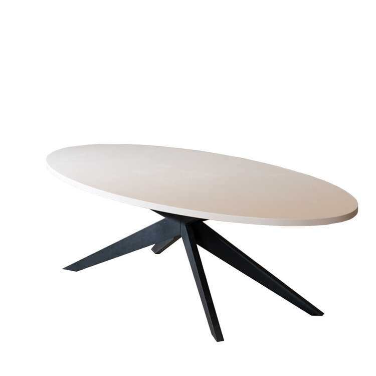 Table à manger ovale beige melamine Dio 270 x 130 cm
