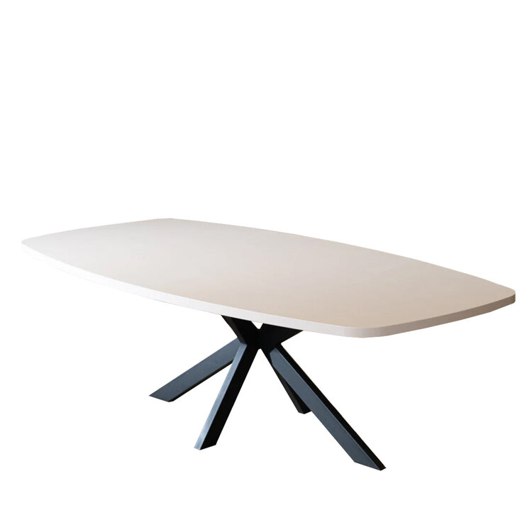 Table à manger scandinave beige melamine Carl 240 x 120 cm