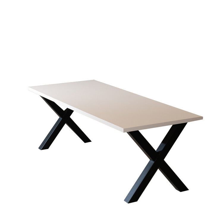 Table à manger beige melamine Bodo 220 x 90 cm