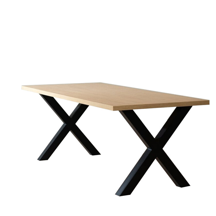Table à manger aspect chêne melamine Bodo 220 x 90 cm