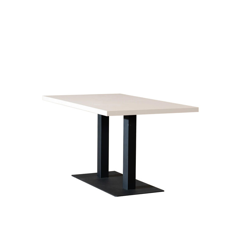 Table à manger beige melamine Nils 160 x 80 cm