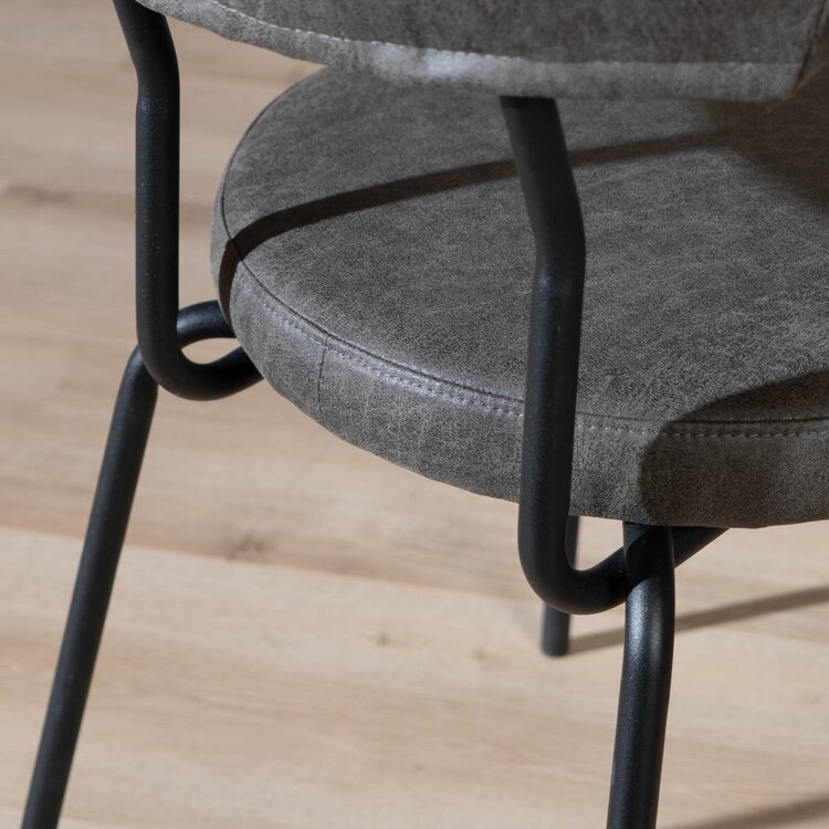 Chaise empilable industrielle Lyon anthracite éco-cuir