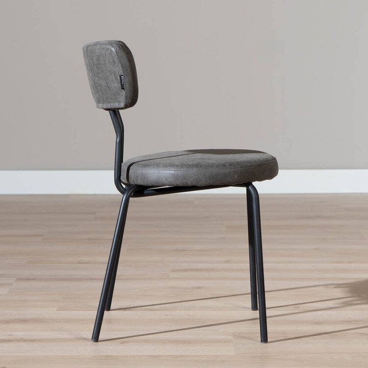 Chaise empilable industrielle Lyon anthracite éco-cuir