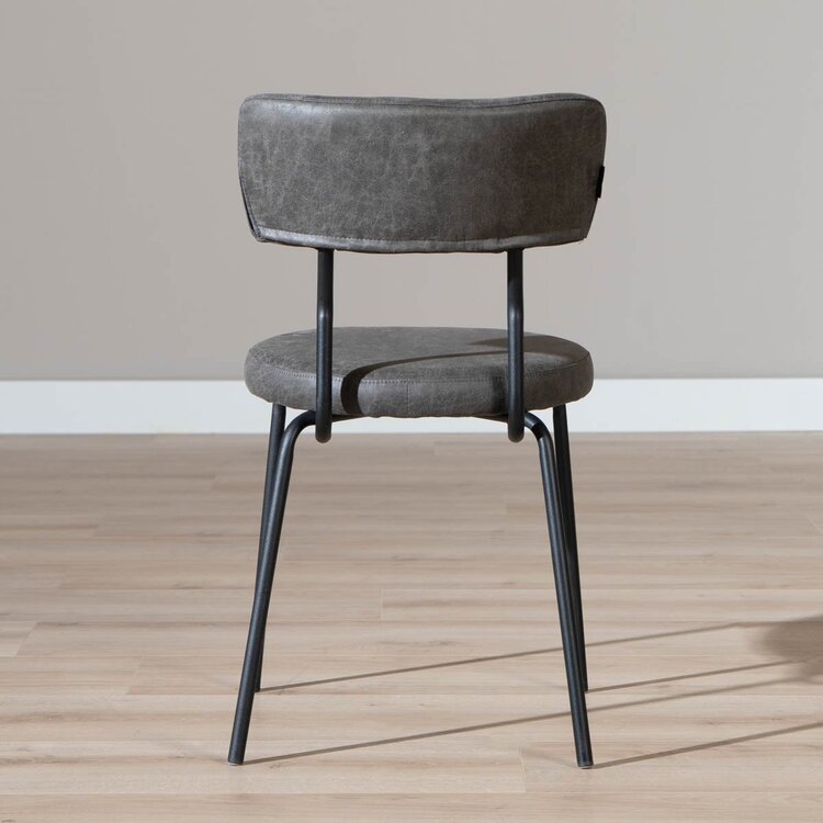 Chaise empilable industrielle Lyon anthracite éco-cuir