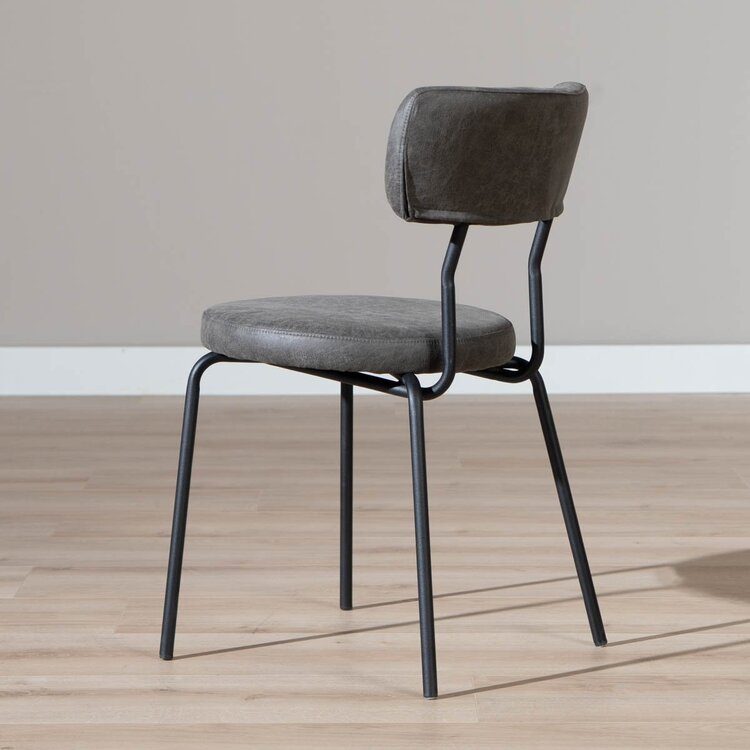 Chaise empilable industrielle Lyon anthracite éco-cuir