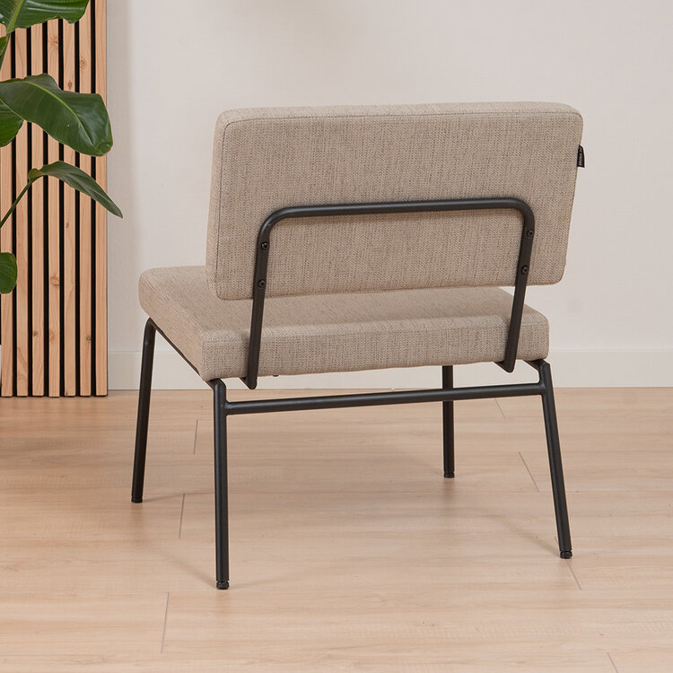 Fauteuil scandinave avec pouf Espen taupe tissu recyclé