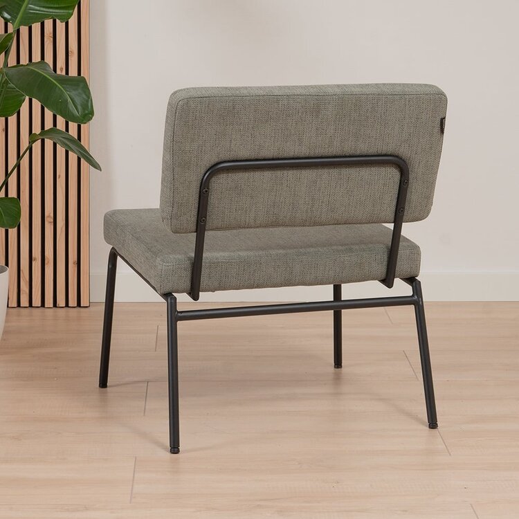 Fauteuil scandinave avec pouf Espen vert tissu recyclé
