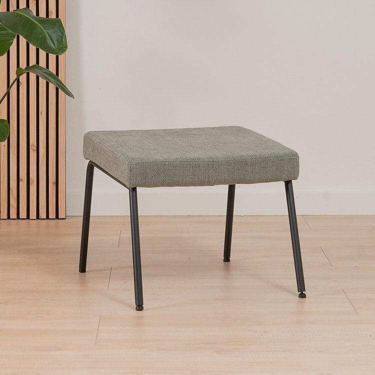 Fauteuil scandinave avec pouf Espen vert tissu recyclé