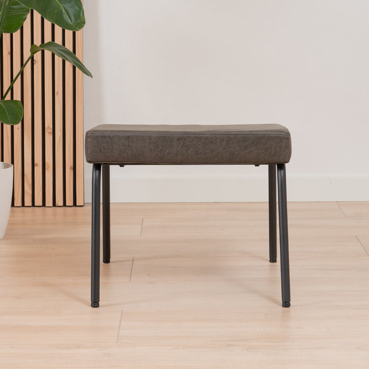 Fauteuil industriel avec pouf Espen éco-cuir anthracite