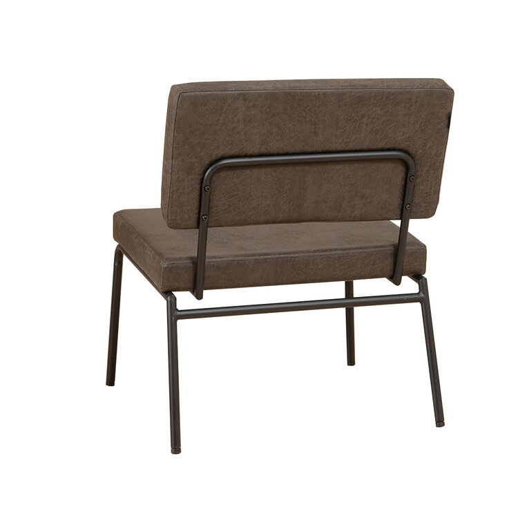 Fauteuil industriel avec pouf Espen éco-cuir anthracite