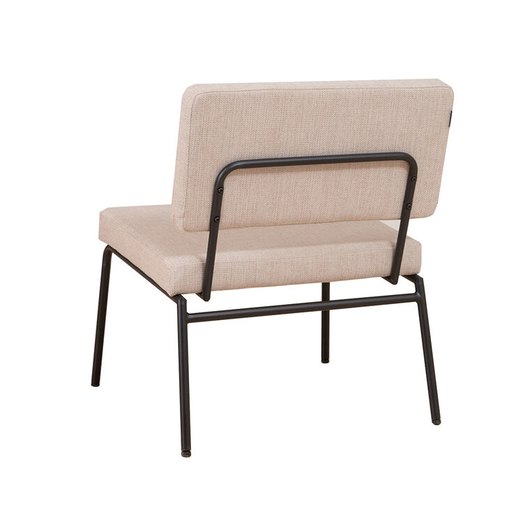 Fauteuil scandinave avec pouf Espen beige tissu recyclé