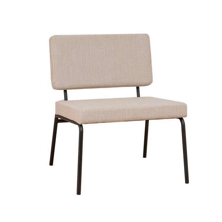 Fauteuil scandinave avec pouf Espen beige tissu recyclé