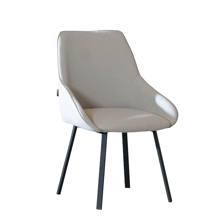 Chaise de salle à manger scandinave Lova gris clair tissu recyclé