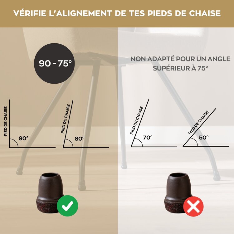 Lot de 4 protections de sol marron Ø14-19 mm