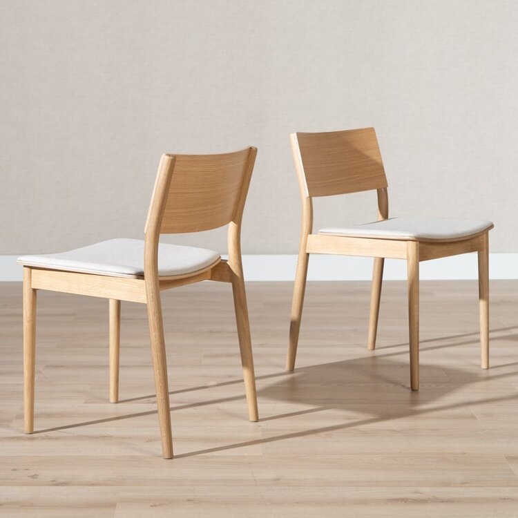 Chaise de salle à manger scandinave Elio chêne naturel/off white