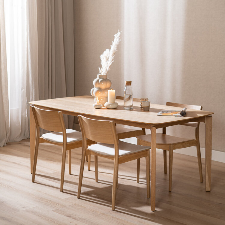 Chaise de salle à manger scandinave Elio chêne naturel/off white