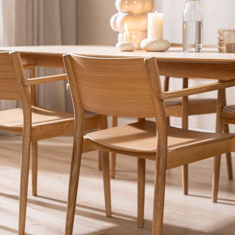 Chaise de salle à manger scandinave Iza en chêne naturel