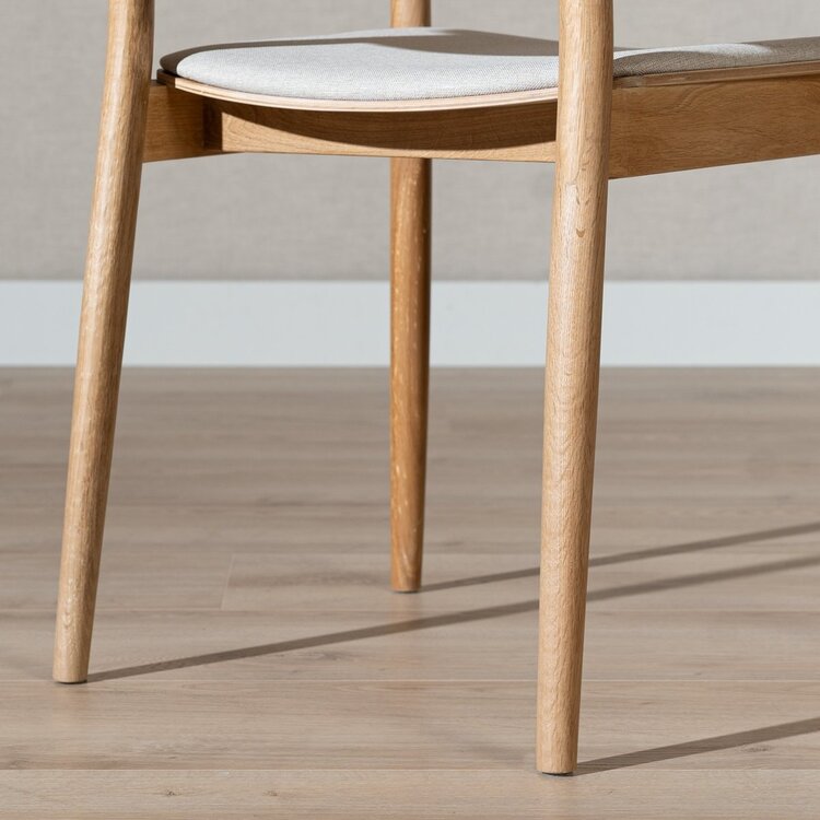 Chaise de salle à manger scandinave Juan en chêne naturel/off white