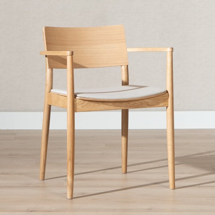 Chaise de salle à manger scandinave Juan en chêne naturel/off white