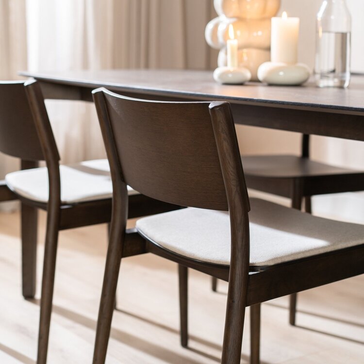 Chaise de salle à manger scandinave Elio noyer/off white