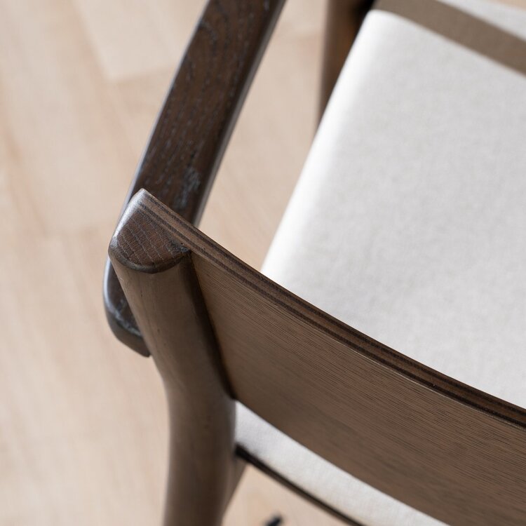 Chaise de salle à manger scandinave Juan noyer/off white