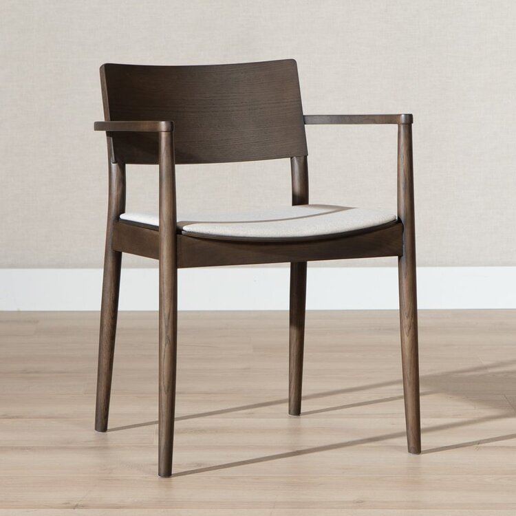 Chaise de salle à manger scandinave Juan noyer/off white