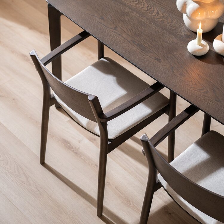 Chaise de salle à manger scandinave Juan noyer/off white