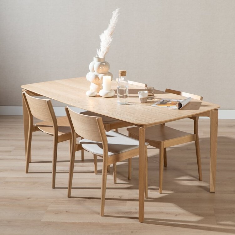 Table à manger scandinave Cala en chêne naturel 180 x 90 cm