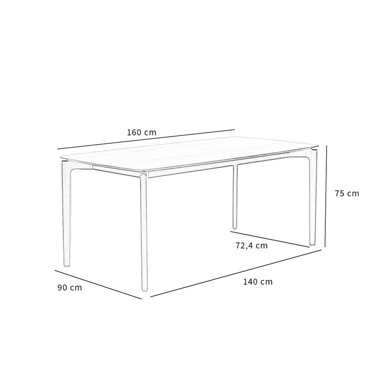 Table à manger scandinave Cala noyer 160 x 90 cm