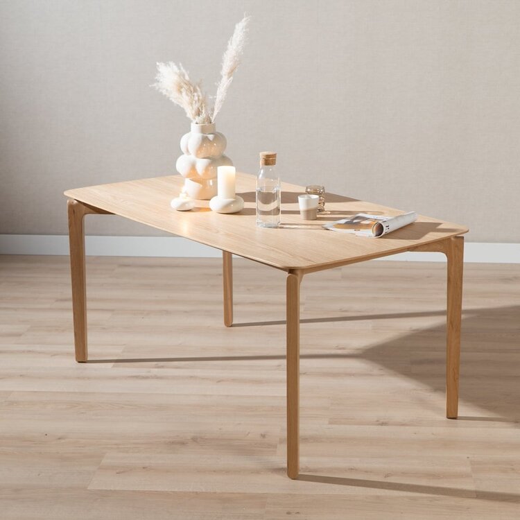 Table à manger scandinave Cala en chêne naturel 160 x 90 cm