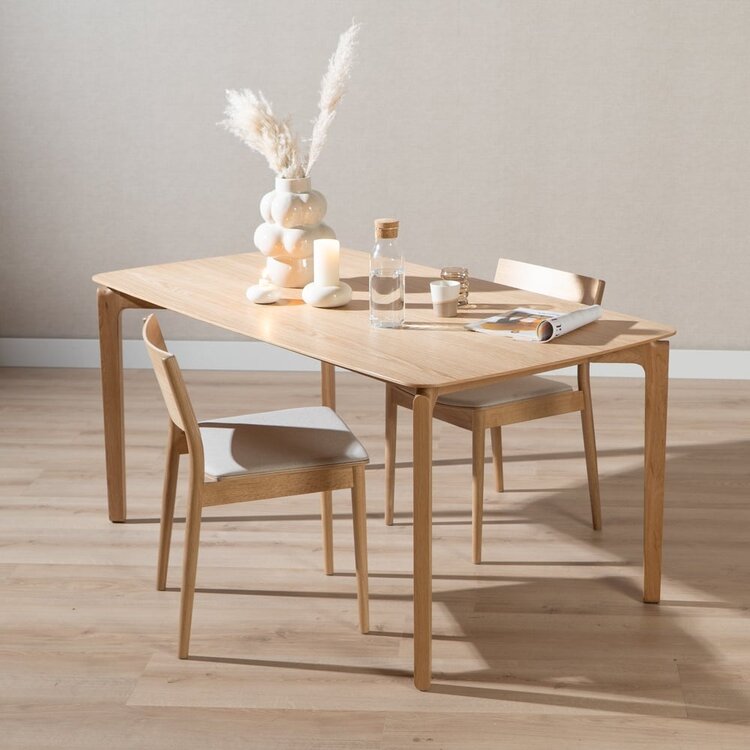 Table à manger scandinave Cala en chêne naturel 160 x 90 cm