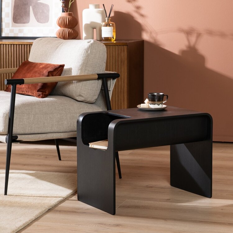 Table d’appoint / table basse scandinave Isla 60x35x45 cm noire