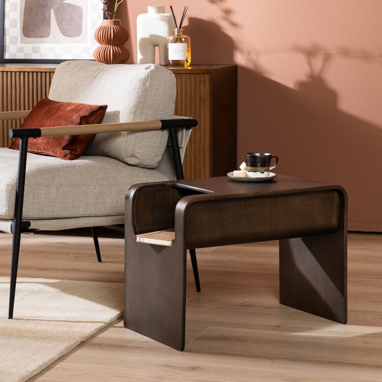 Table d’appoint / table basse scandinave Isla 60x35x45 cm noyer