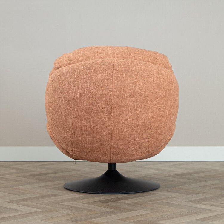 Fauteuil avec pouf Isobel tissu lin orange cuivre