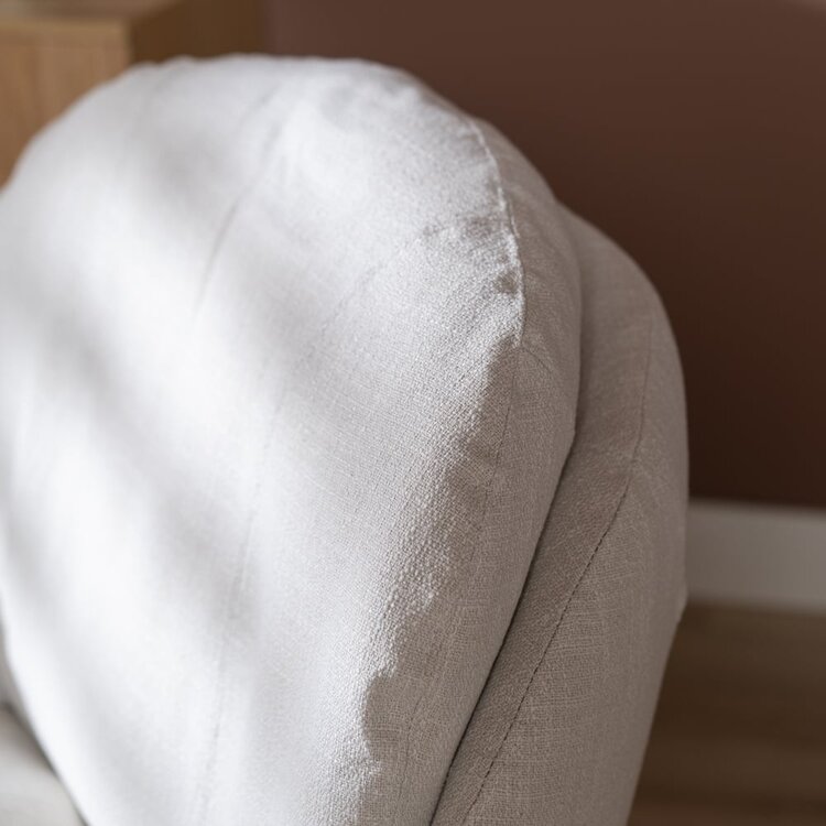 Fauteuil pivotant avec pouf Isobel tissu lin blanc cassé