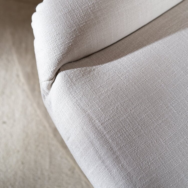 Fauteuil pivotant avec pouf Isobel tissu lin blanc cassé