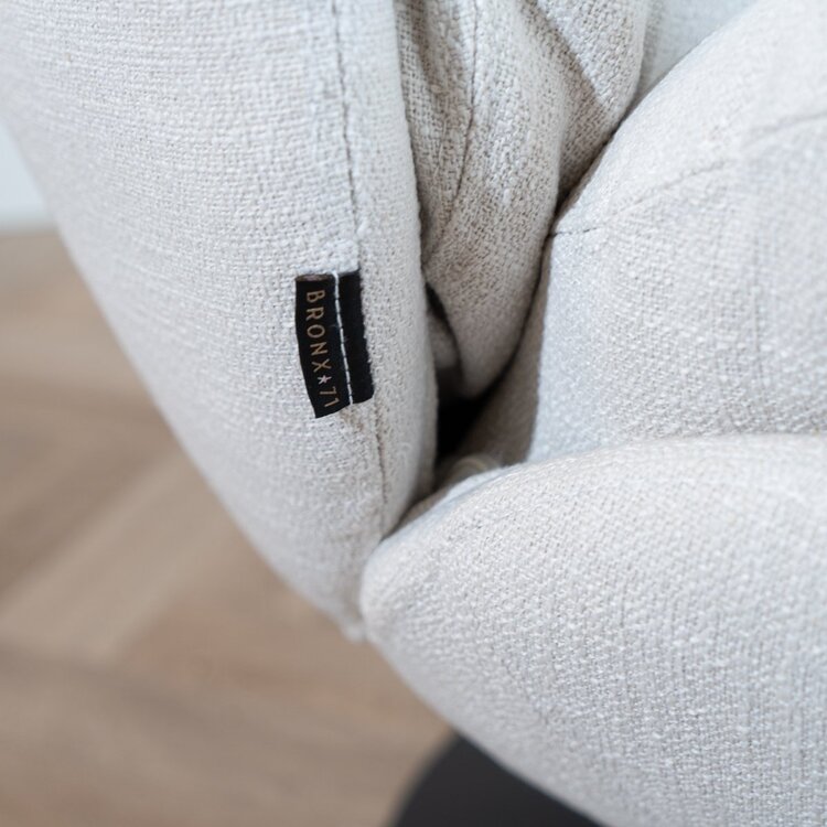 Fauteuil pivotant avec pouf Isobel tissu lin blanc cassé