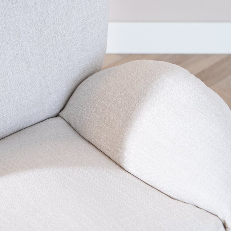 Fauteuil pivotant avec pouf Isobel tissu lin blanc cassé