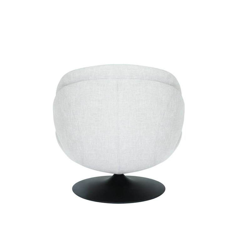 Fauteuil pivotant avec pouf Isobel tissu lin blanc cassé