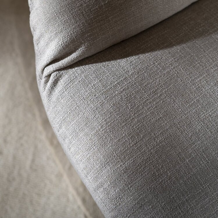 Fauteuil pivotant avec pouf Isobel tissu lin taupe