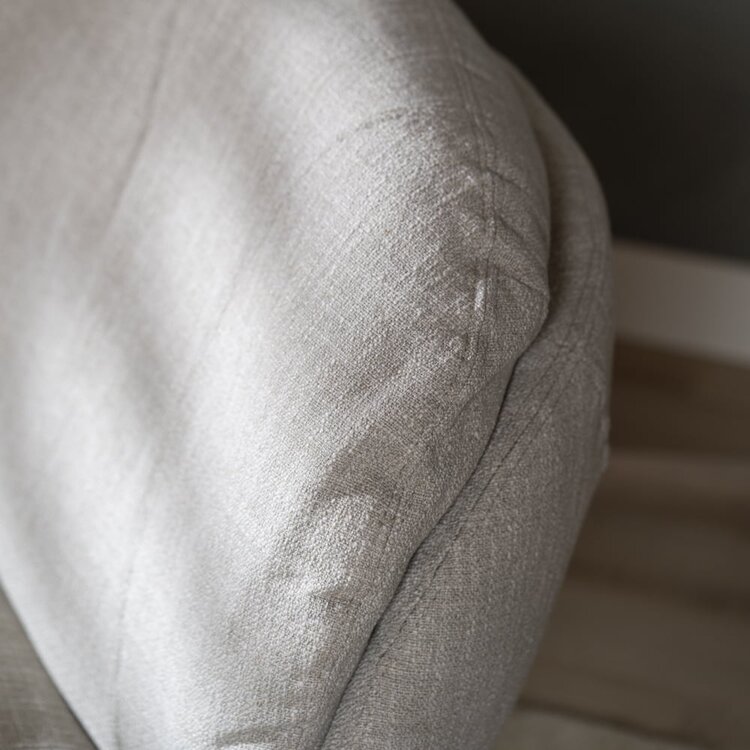 Fauteuil pivotant avec pouf Isobel tissu lin taupe