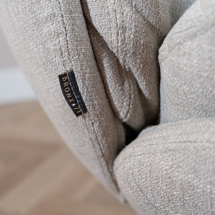 Fauteuil pivotant avec pouf Isobel tissu lin taupe