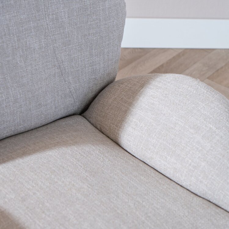Fauteuil pivotant avec pouf Isobel tissu lin taupe